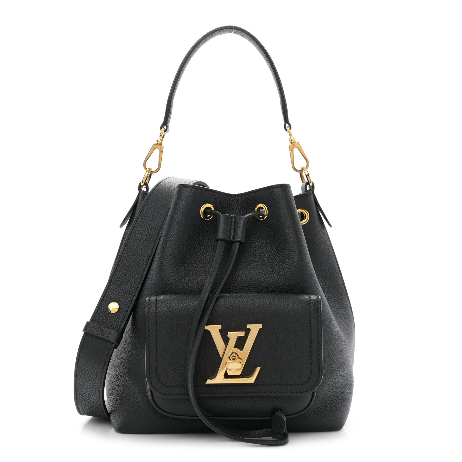 Louis Vuitton Calfskin Lockme Bucket MM Black 1 of 9