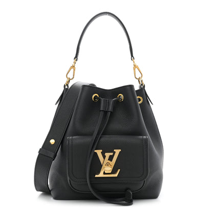 Louis Vuitton Calfskin Lockme Bucket MM Black 1 of 9