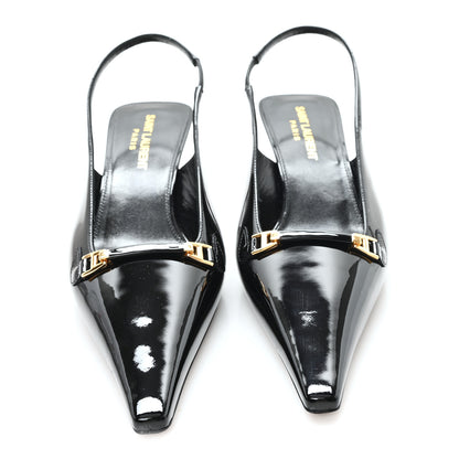 Saint Laurent Patent Bade Slingback Pumps 36 Black 3 of 10