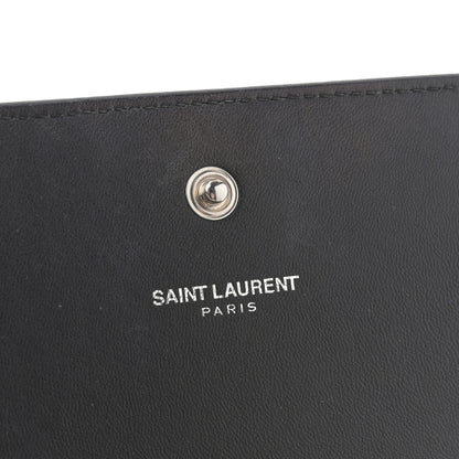 Saint Laurent Crocodile Embossed Calfskin Monogram Chain Wallet Black 6 of 12
