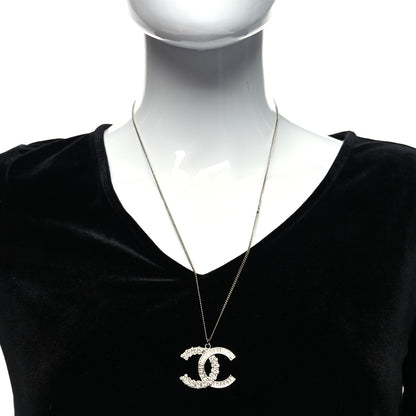 Chanel Metal Baguette Crystal Large CC Necklace Silver 2 of 5