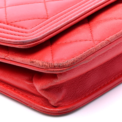 Chanel Lambskin Quilted Boy Wallet On Chain WOC Red 5 of 6
