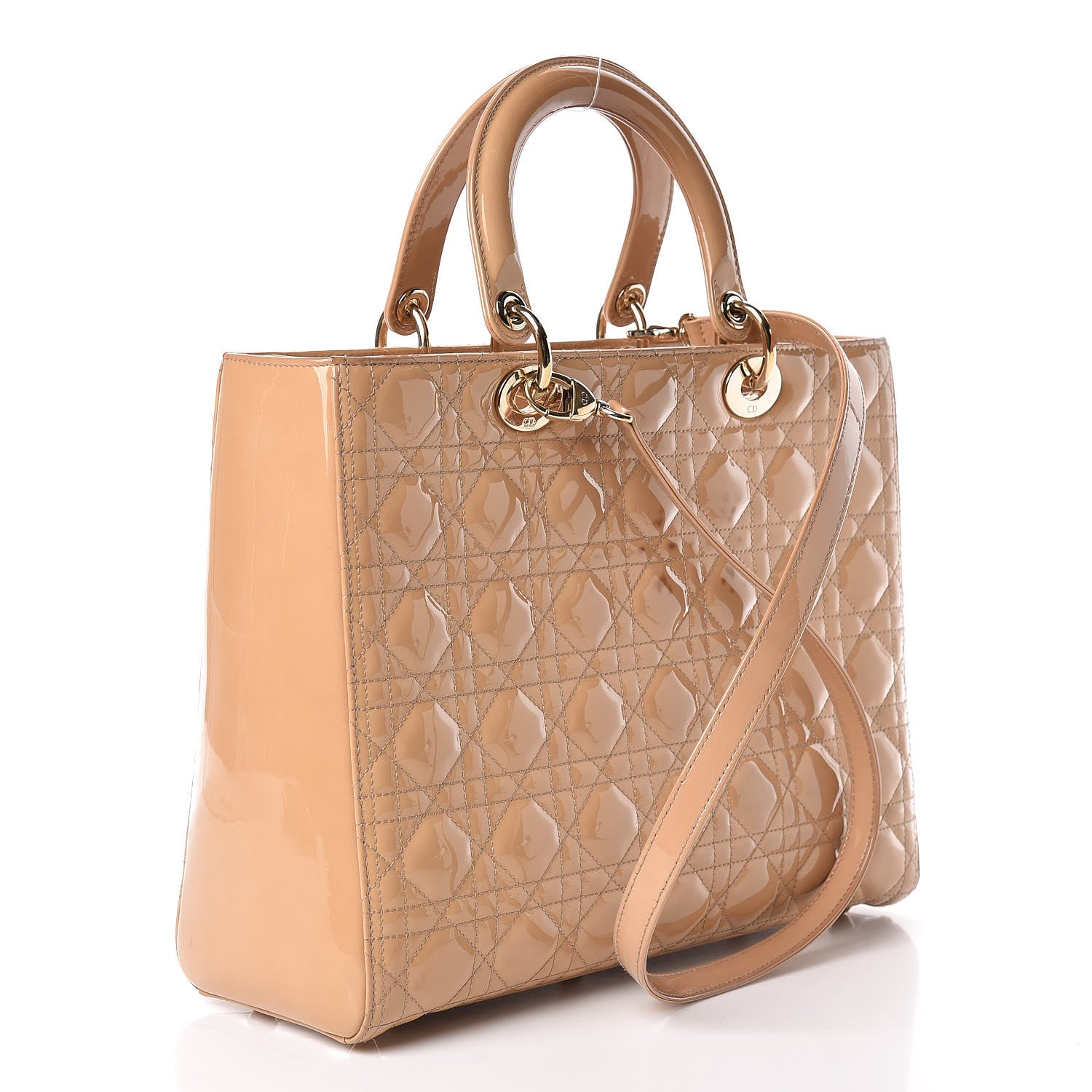 Christian Dior Patent Cannage Large Lady Dior Dark Beige 3 of 16