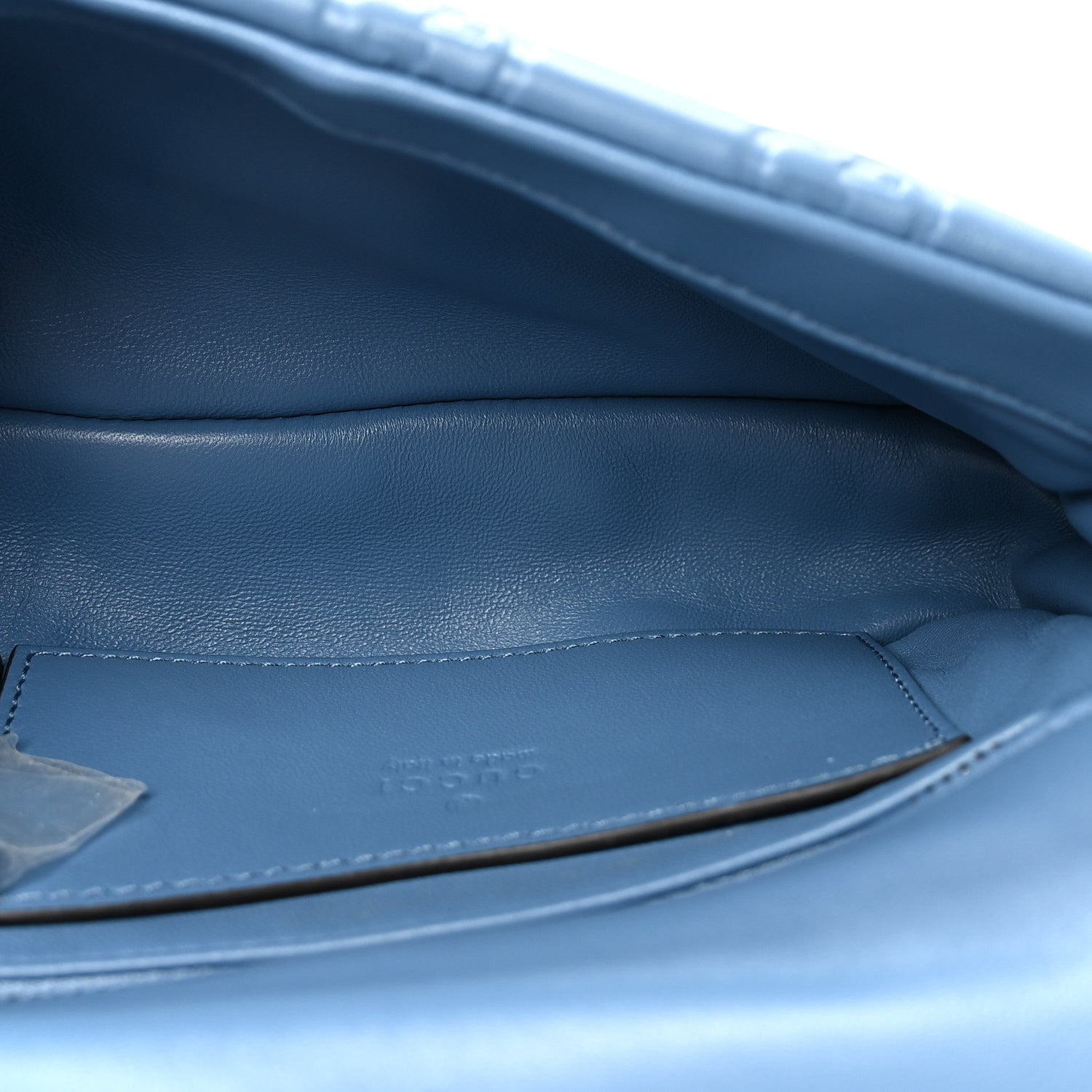 Gucci Lambskin Embossed Mini GG Milano Top Handle Shoulder Bag Blue 5 of 10
