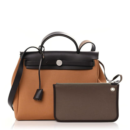 Hermes Toile Officier Vache Hunter Verso Herbag Zip Retourne PM 31 Dune Etoupe Ebene 1 of 10