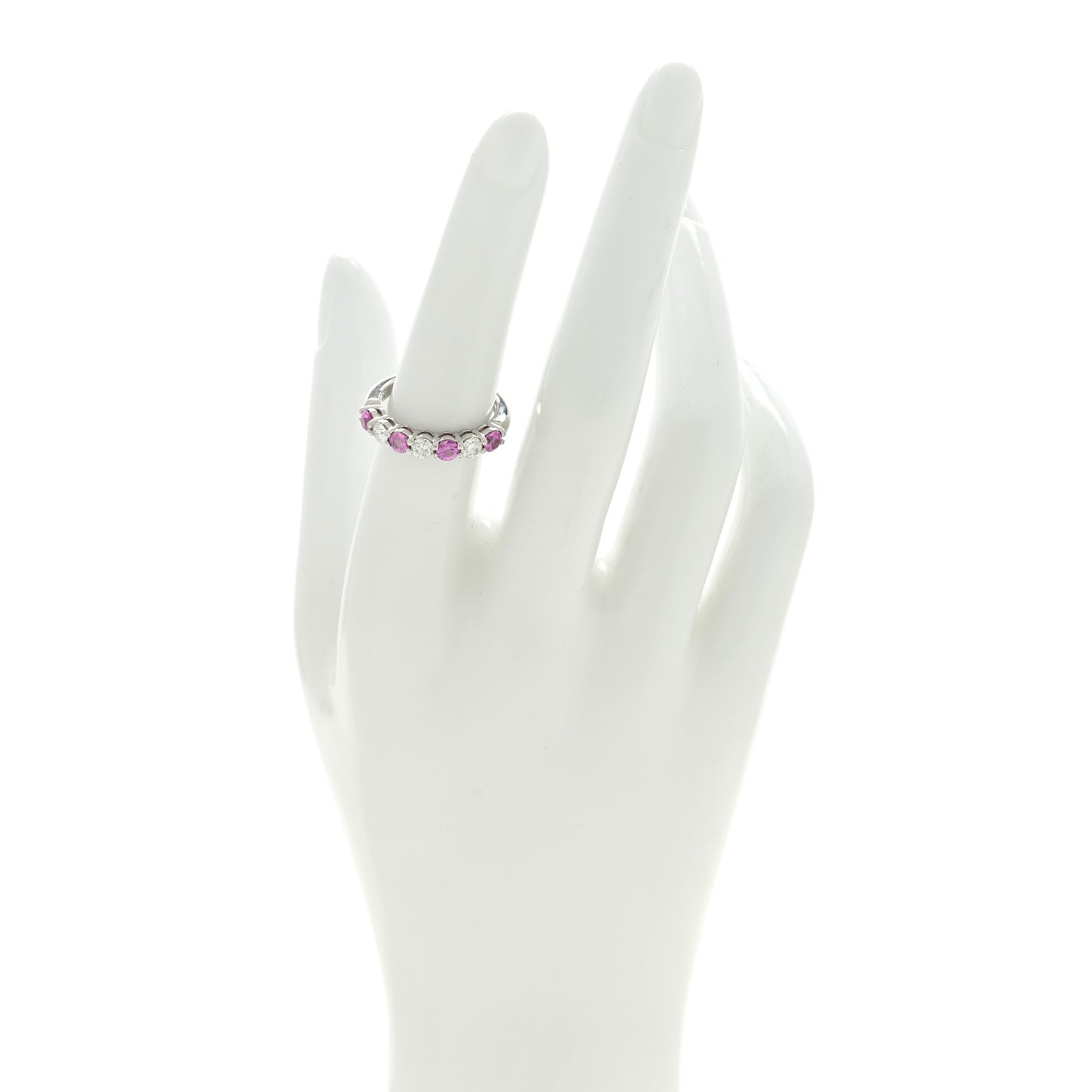 Platinum Diamond Pink Sapphire 3mm Embrace Half Circle Ring 53 6.25