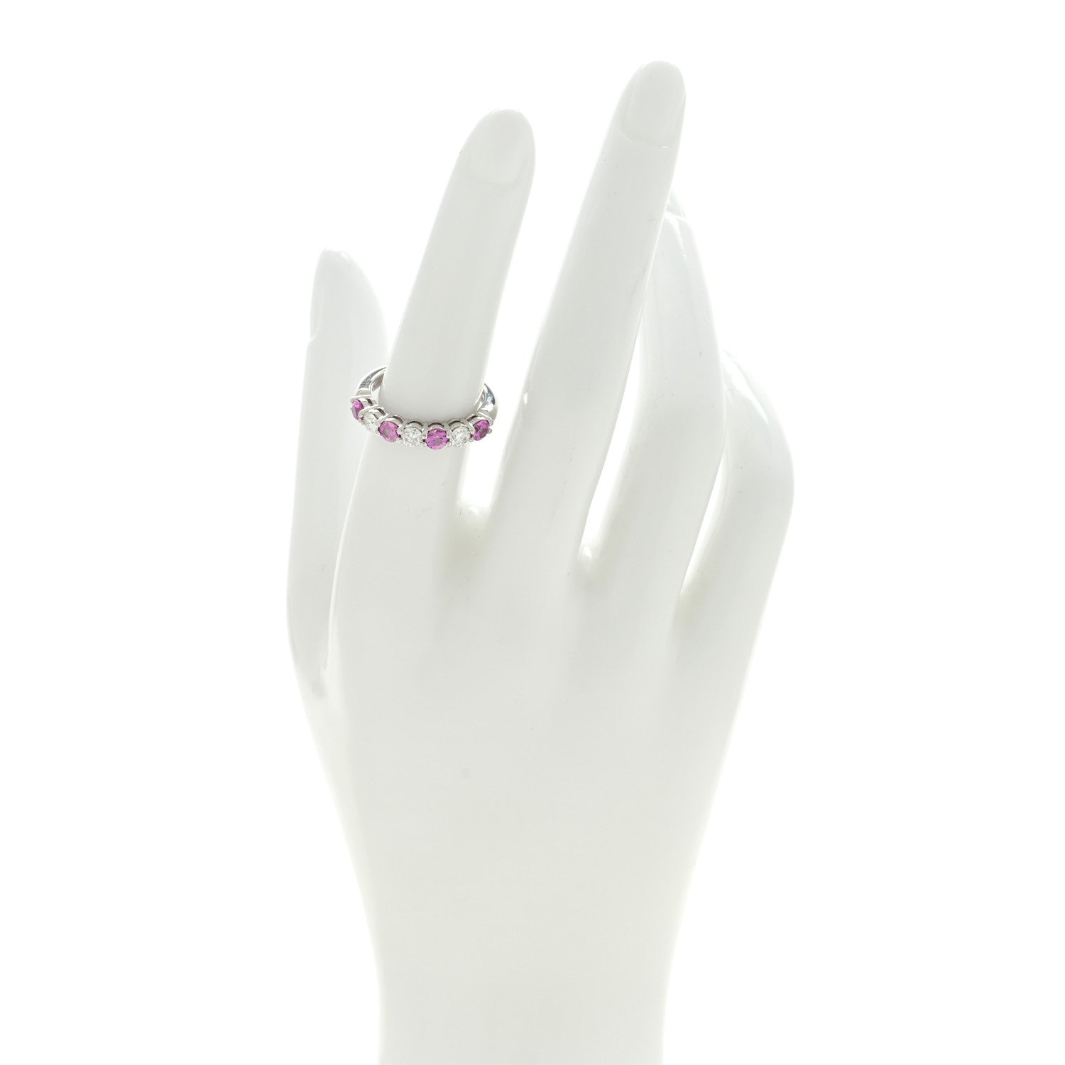 Tiffany Platinum Diamond Pink Sapphire 3mm Embrace Half Circle Ring 53 6.25 2 of 5