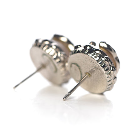 Chanel Resin CC Earrings Pink Silver 3 of 4