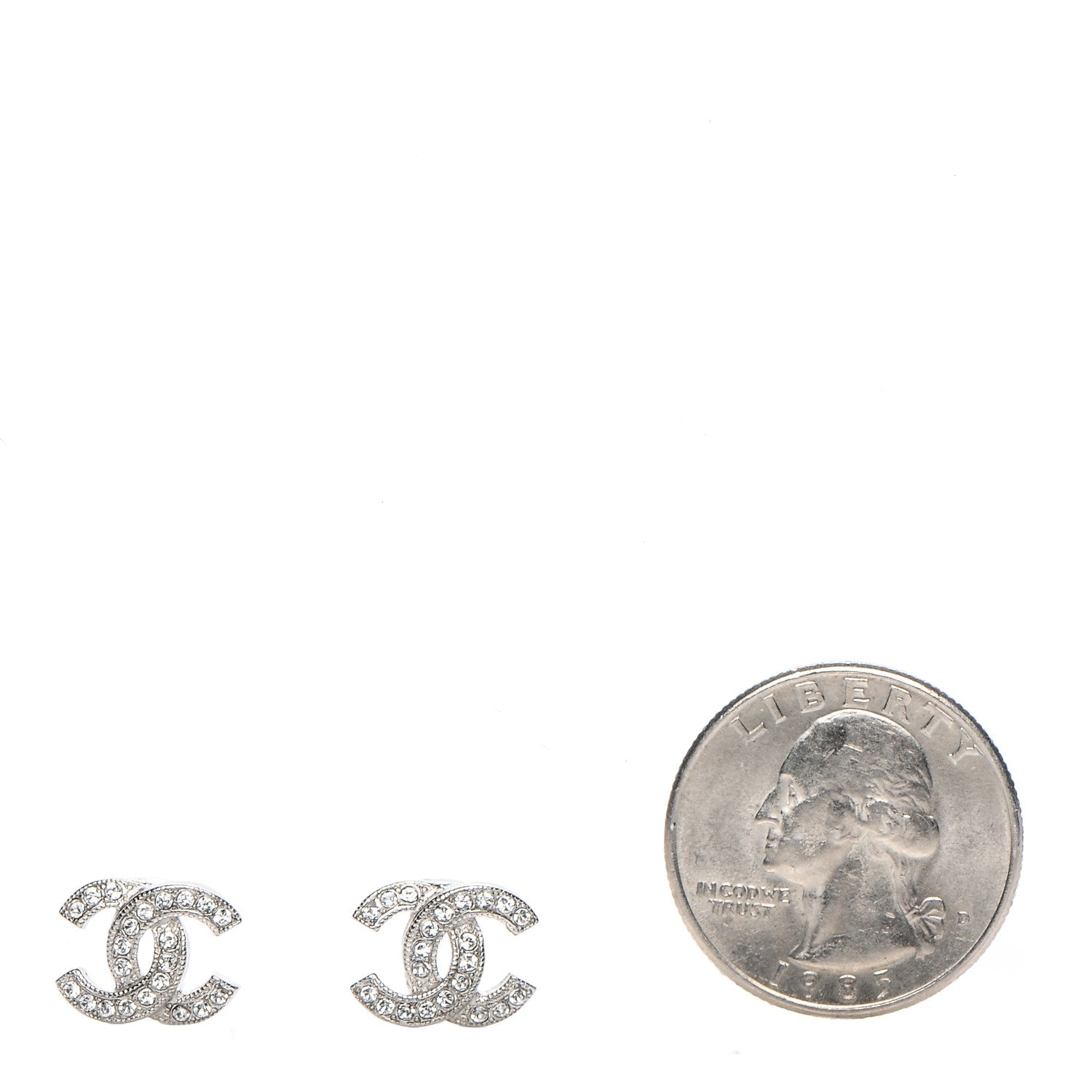 Chanel Crystal CC Earrings Silver 2 of 4