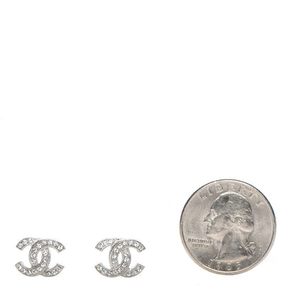 Chanel Crystal CC Earrings Silver 2 of 4