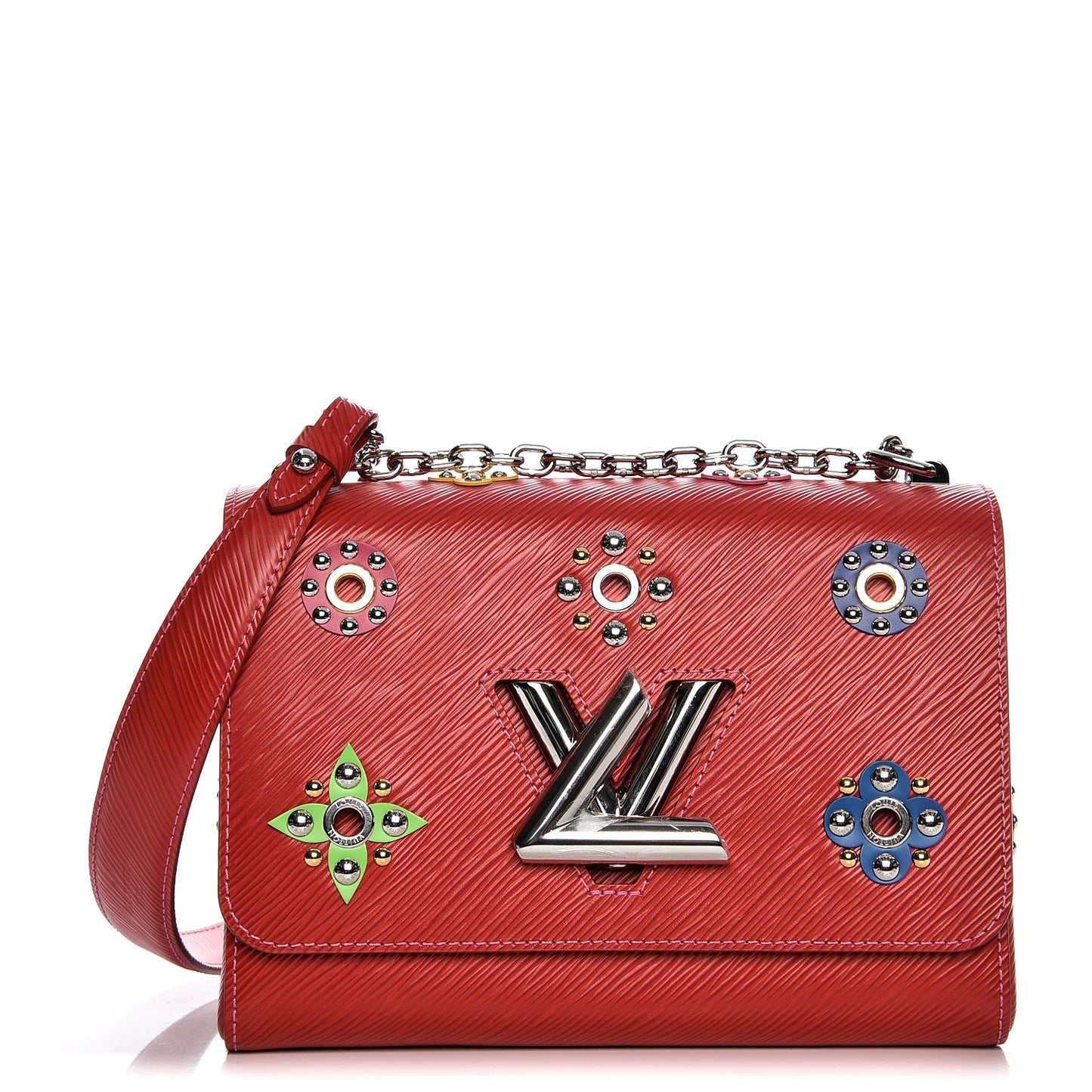 Epi Mechanical Flowers Twist Shoulder Bag MM Coquelicot