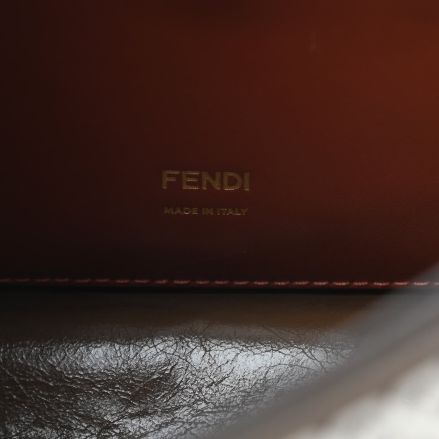 Fendi Vitello Liberty Glossy Lambskin F is Fendi Perforated Kan U Shoulder Bag White Ice Rust Maya 6 of 12
