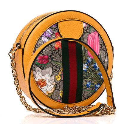 Gucci GG Supreme Monogram Flora Web Mini Ophidia Round Shoulder Bag Beige Multicolor Crop 3 of 10