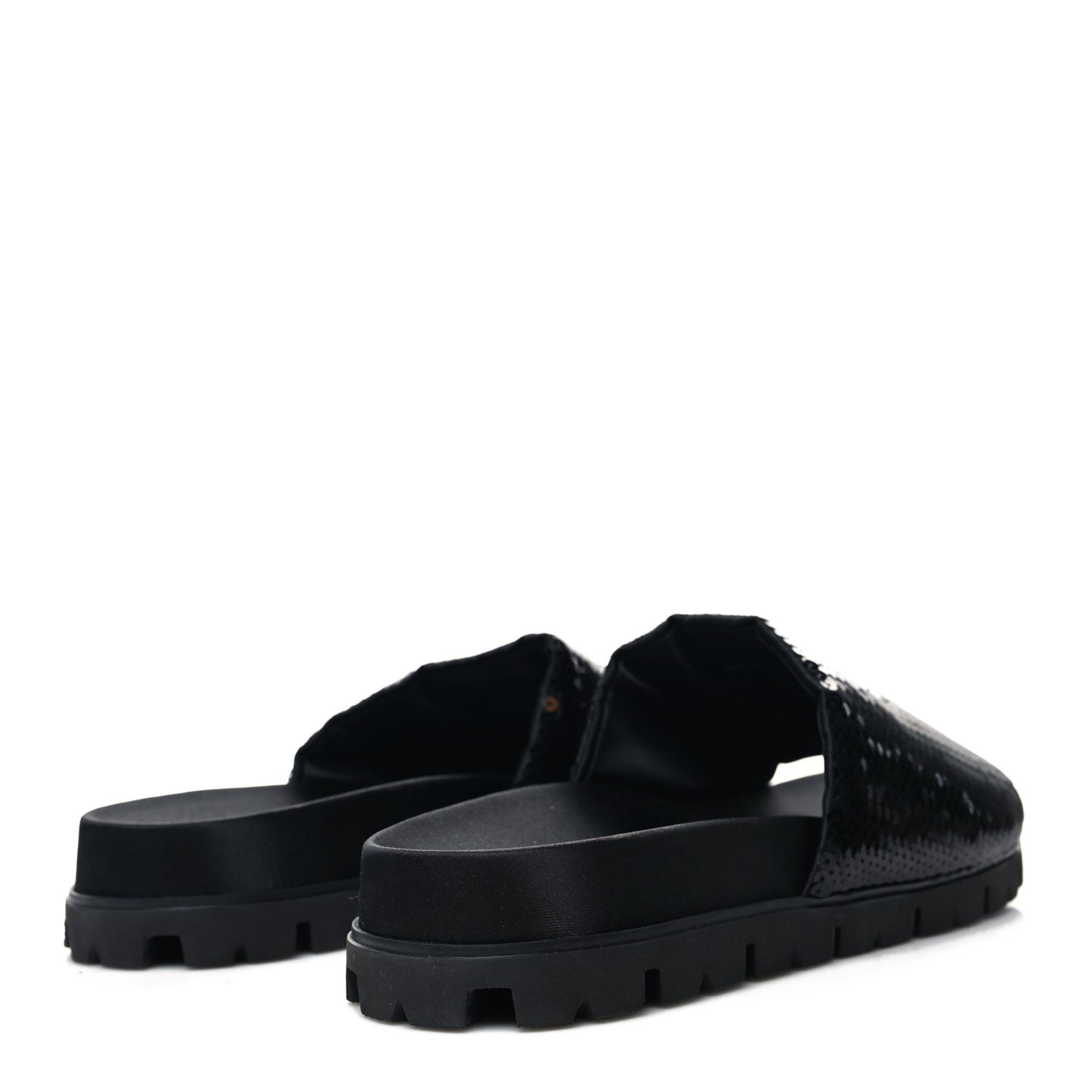 Paillettes Sequin Logo Slide Sandals 41.5 Black