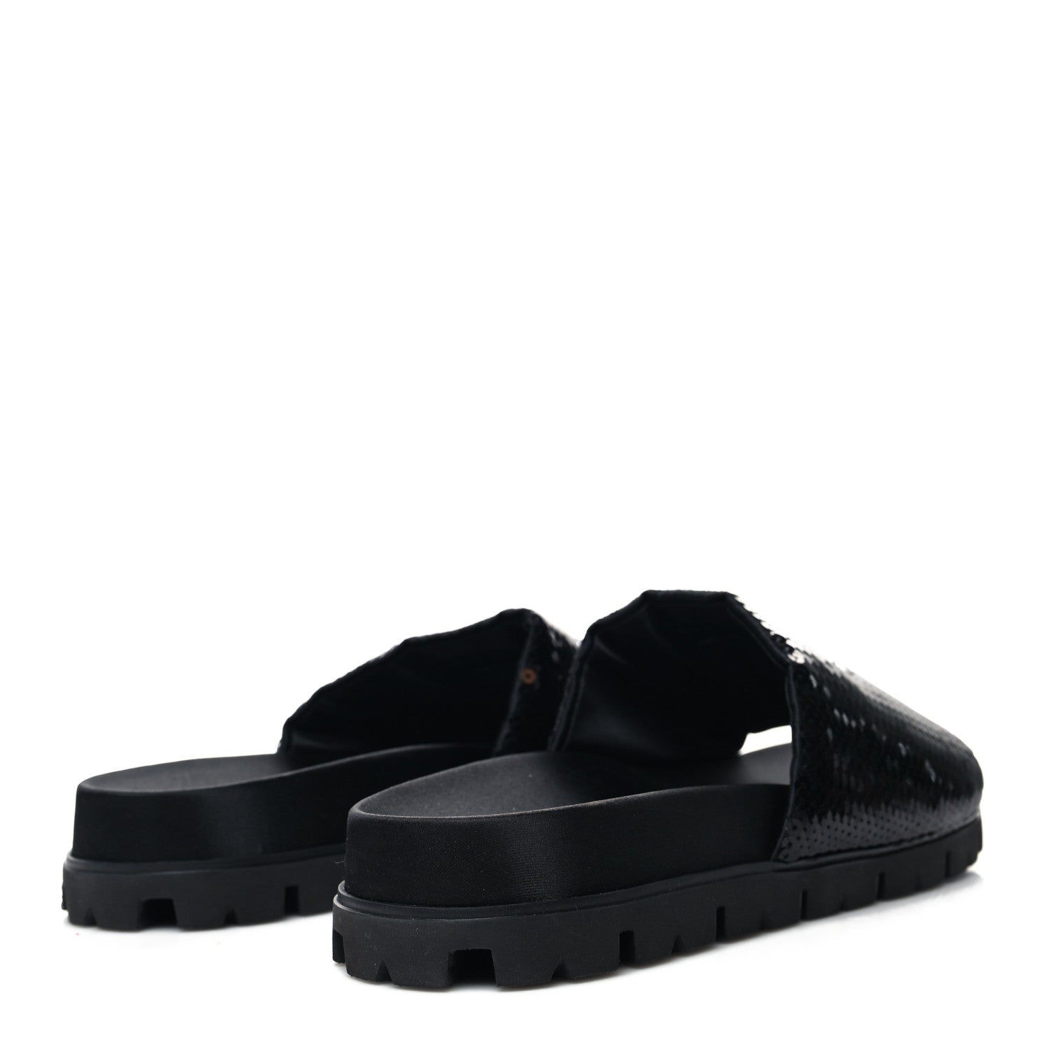 Prada Paillettes Sequin Logo Slide Sandals 41.5 Black 4 of 10