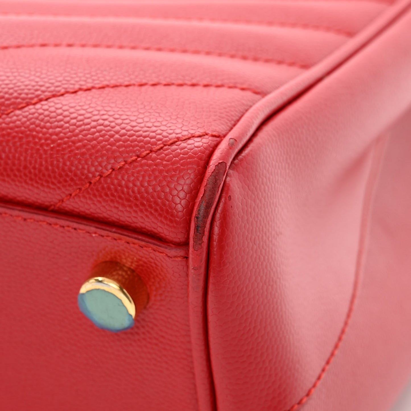 Grain De Poudre Matelasse Chevron Monogram Shopping Bag Red