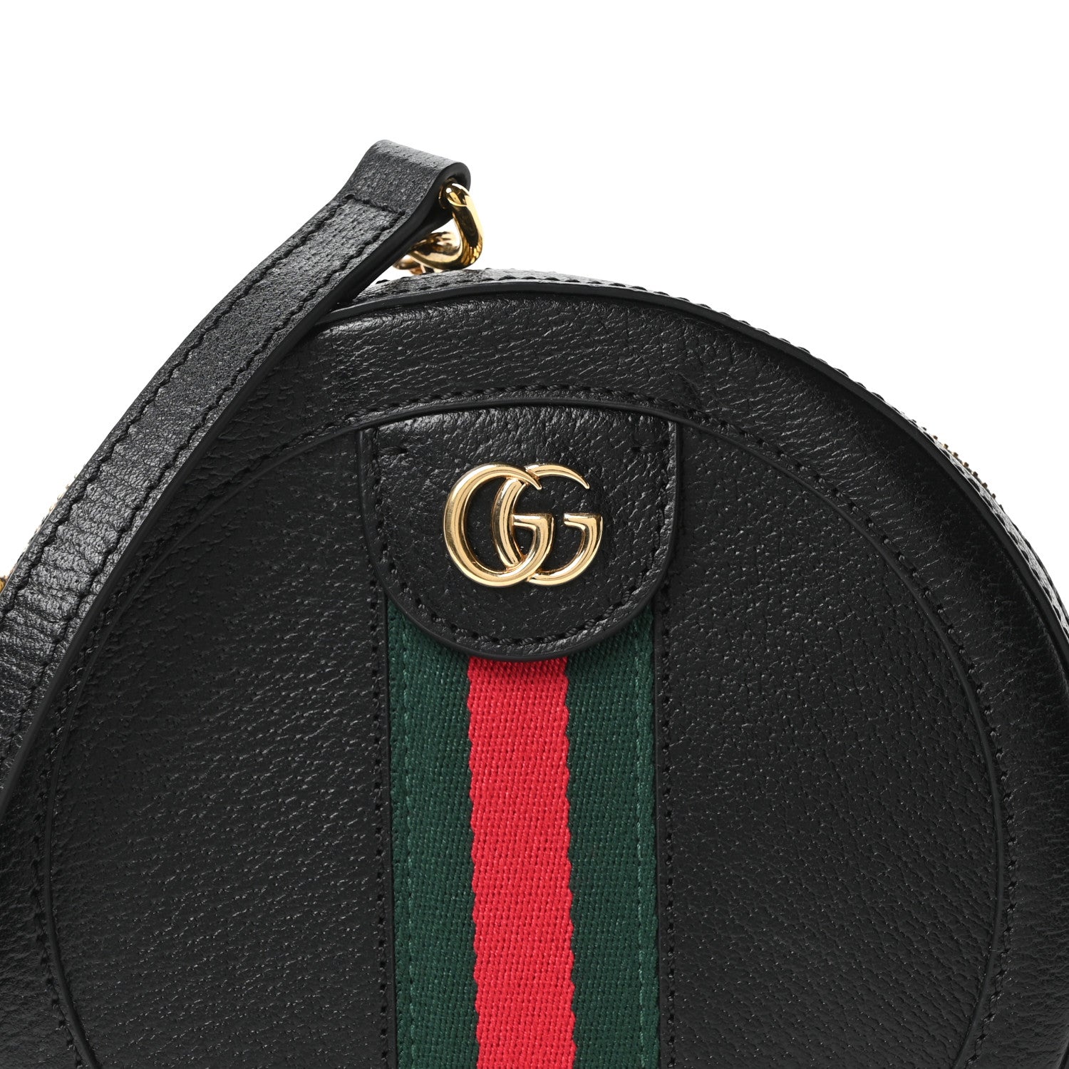 Gucci Grained Calfskin Web Mini Ophidia Round Shoulder Bag Black 8 of 10