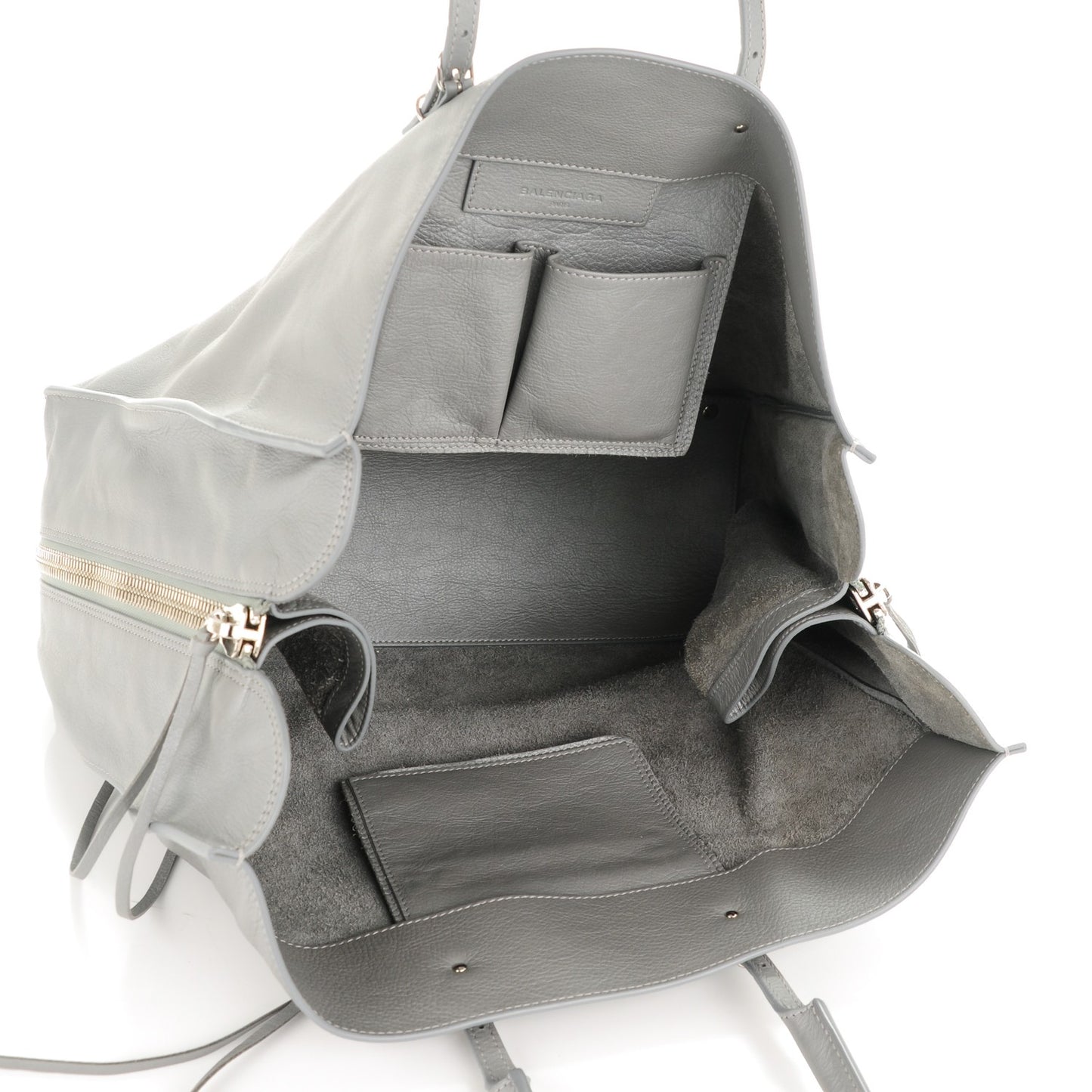 Veau Papier A4 Zip Around Tote Gris Metal