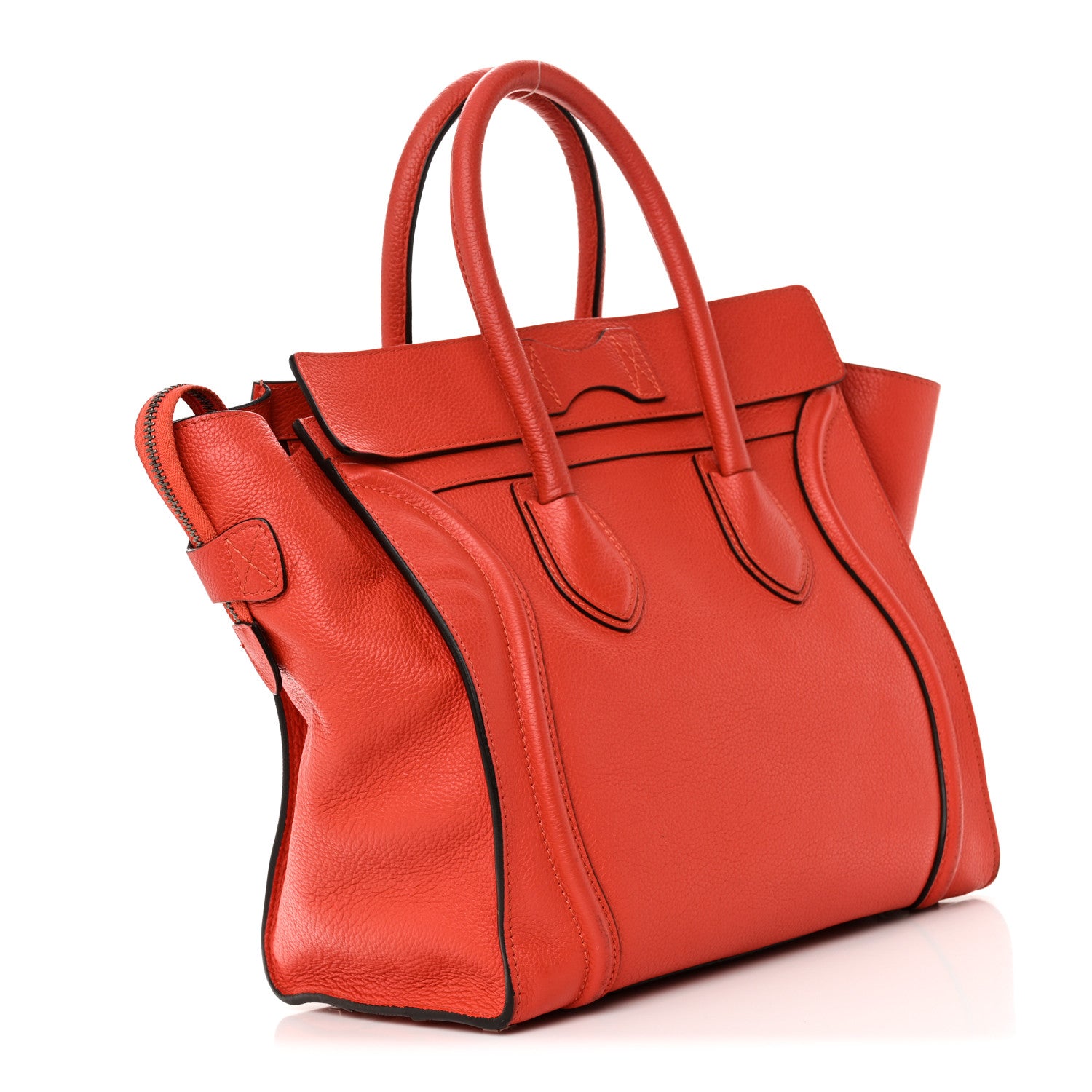 Celine Drummed Calfskin Mini Luggage Coquelicot 3 of 12