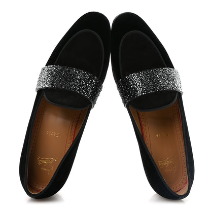 Christian Louboutin Velvet Strass Mens Nit Night Flat Loafers 43.5 Black 2 of 7