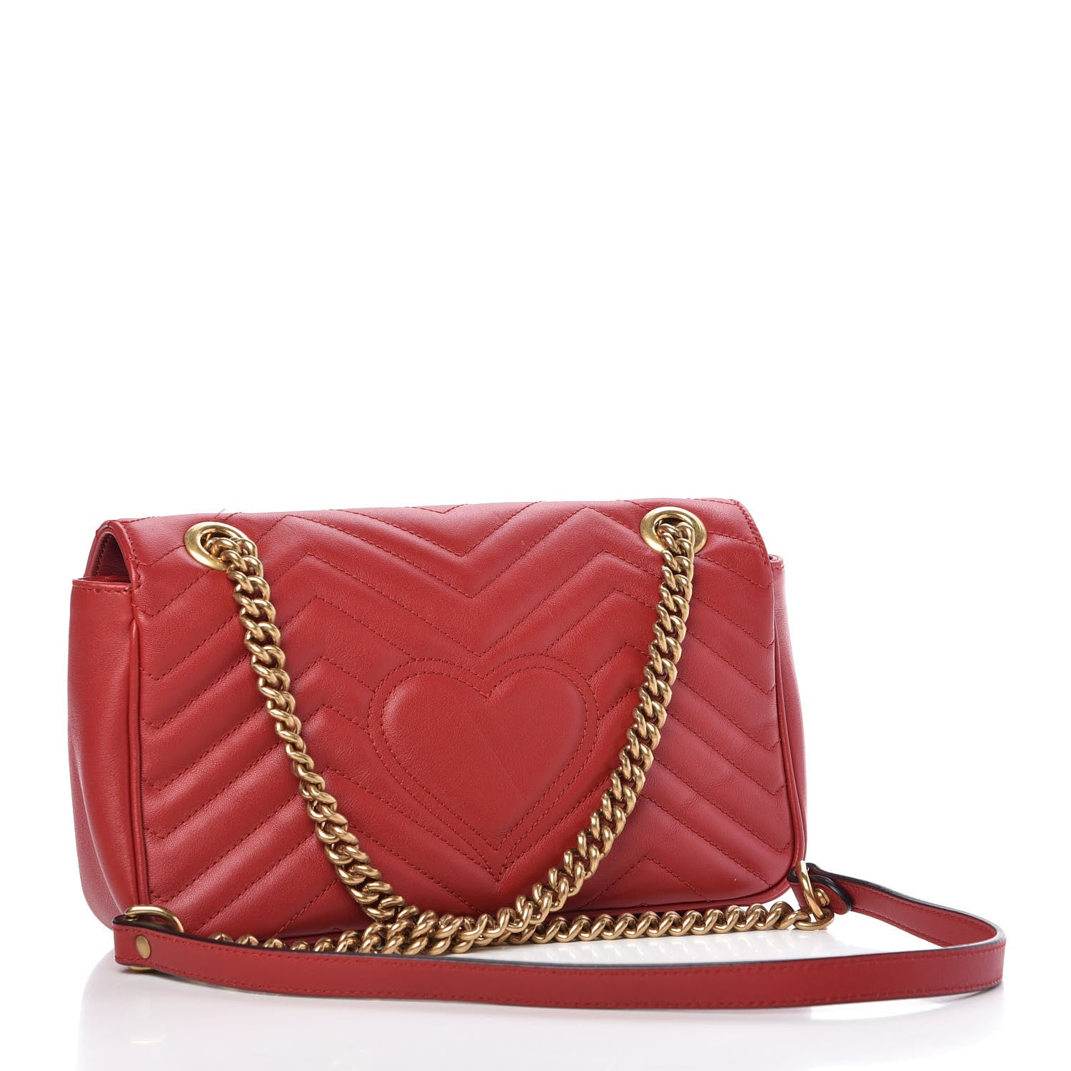 Gucci Calfskin Matelasse Small GG Marmont Shoulder Bag Hibiscus Red 3 of 10