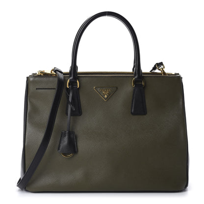 Prada Saffiano Lux Bi-Color Medium Galleria Double Zip Tote Militare Black 1 of 13