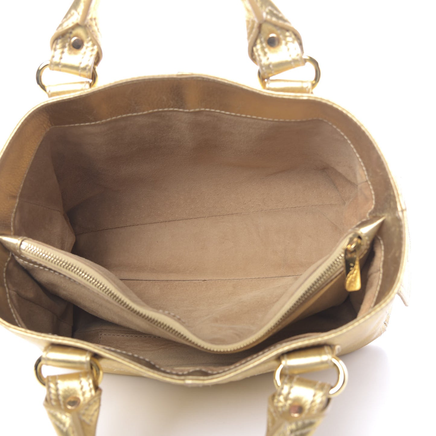 Metallic Lambskin Quilted Boogie Satchel Gold