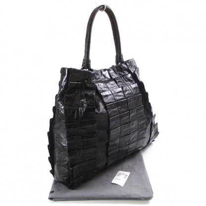 Miu Miu Leather Vitello Lux Pleated Tote Black 3 of 10