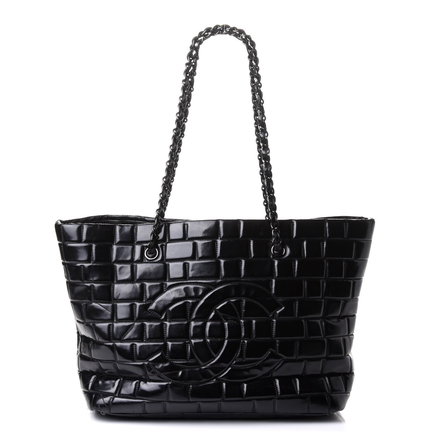 Chanel Vinyl Quilted Frozen Shopping Tote Black 1 of 15