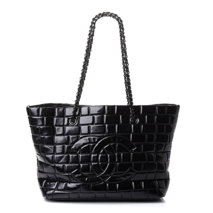 Chanel Vinyl Quilted Frozen Shopping Tote Black 1 of 15