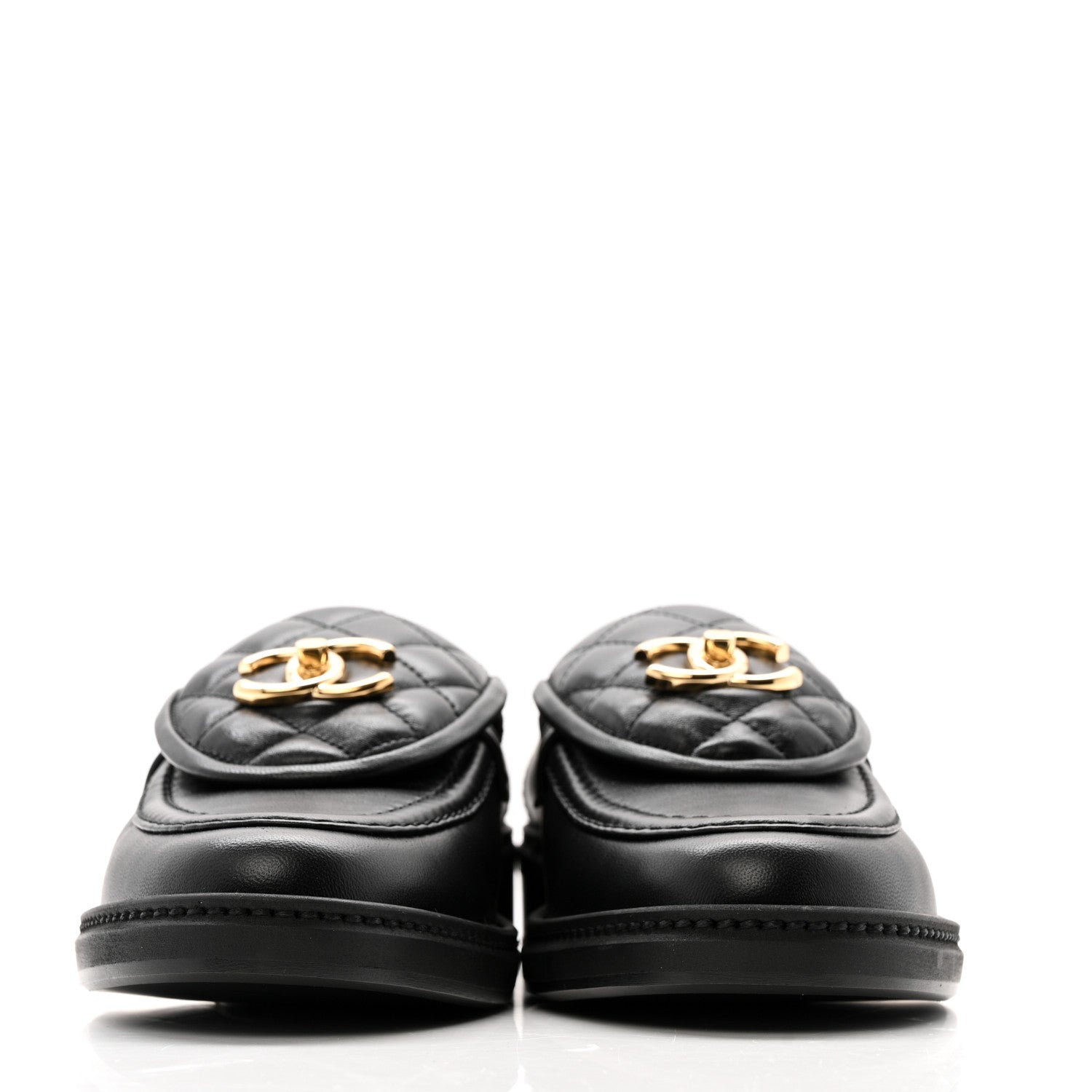 Chanel Lambskin Quilted CC Turnlock Loafers 38 Black 4 of 10