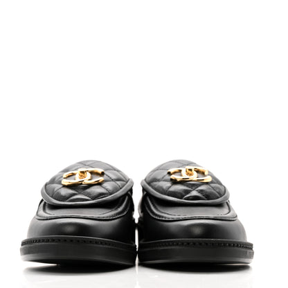 Chanel Lambskin Quilted CC Turnlock Loafers 38 Black 4 of 10