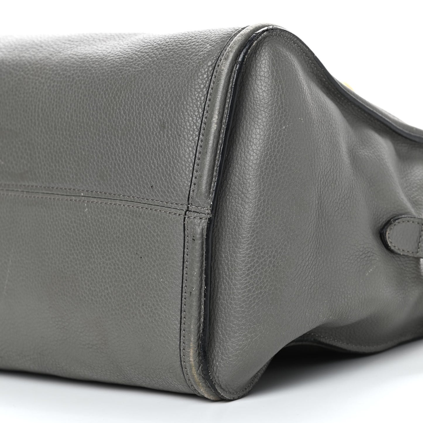 Pebbled Calfskin Small Skull Padlock Zip Around Tote Grey