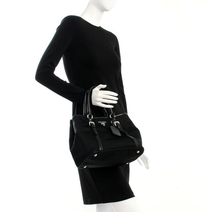 Prada Nylon Tessuto Soft Calf Tote Nero Black 3 of 8