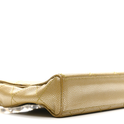 Chanel Metallic Caviar Quilted Medium Single Flap Beige 10 of 18