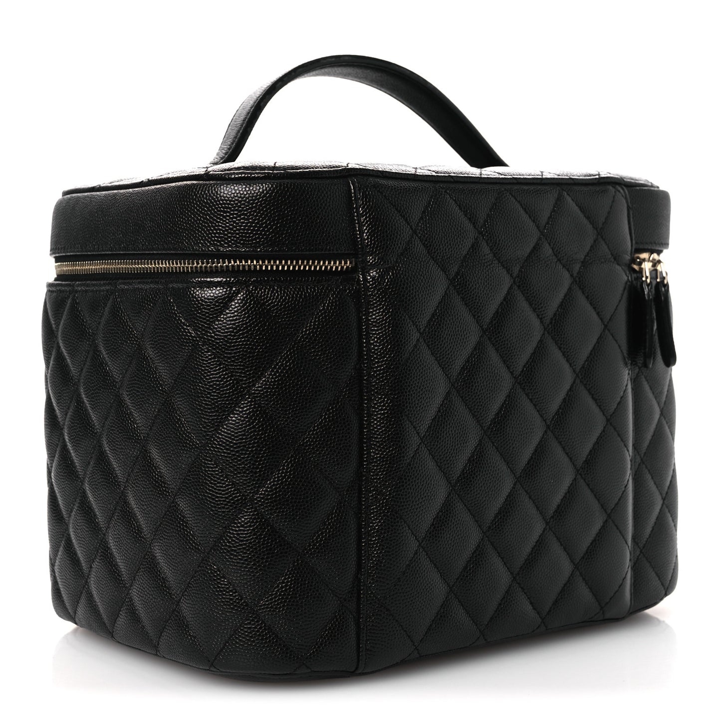 Caviar Quilted Large Vanity Pouch Black