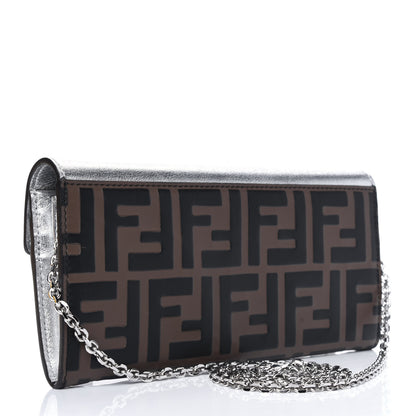Fendi Vitello Soft Catalan Mirror F is Fendi Bi-Color FF 1974 Embossed Continental Envelope Wallet On Chain Maya Black Argento 3 of 12