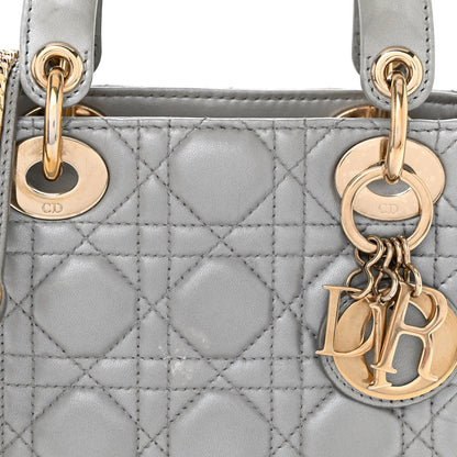 Christian Dior Metallic Lambskin Cannage Mini Lady Dior Grey 7 of 9
