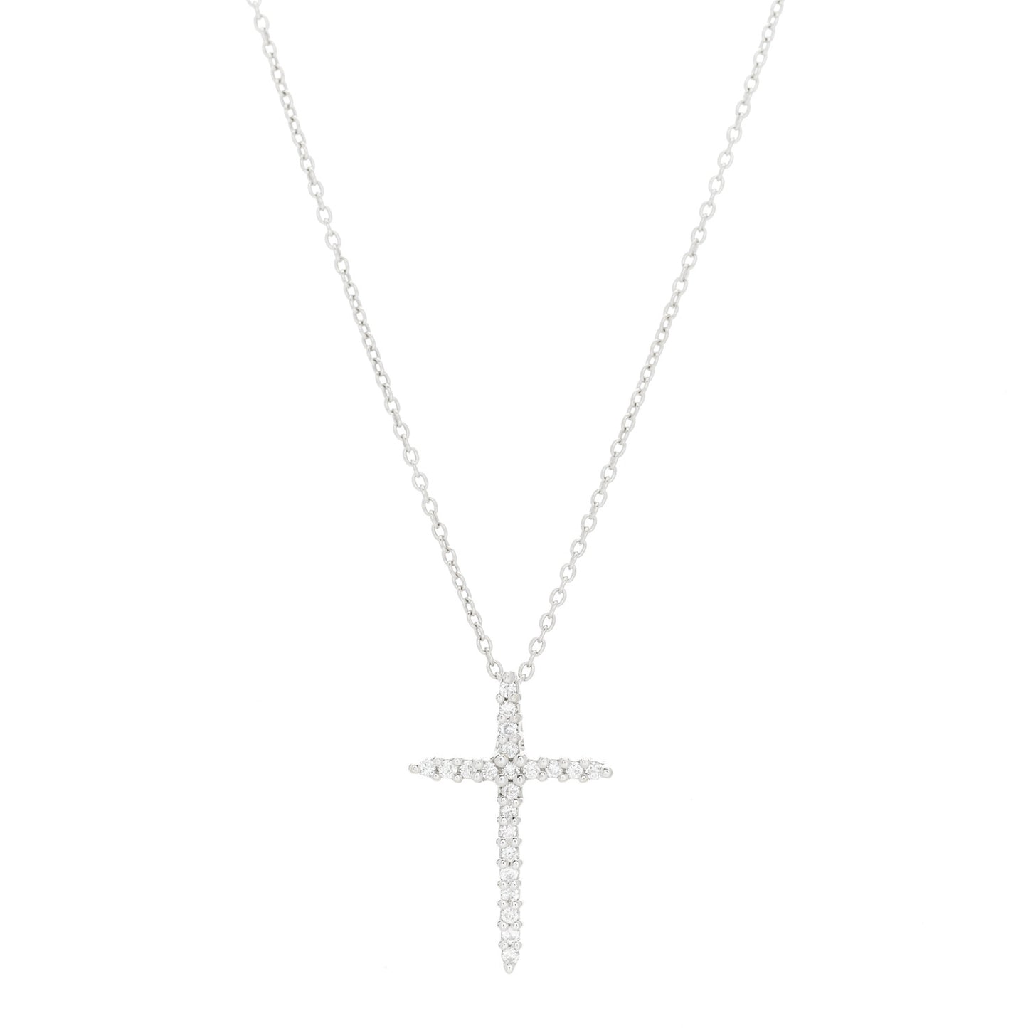 18K White Gold .10ctw Diamond Cross Pendant Necklace