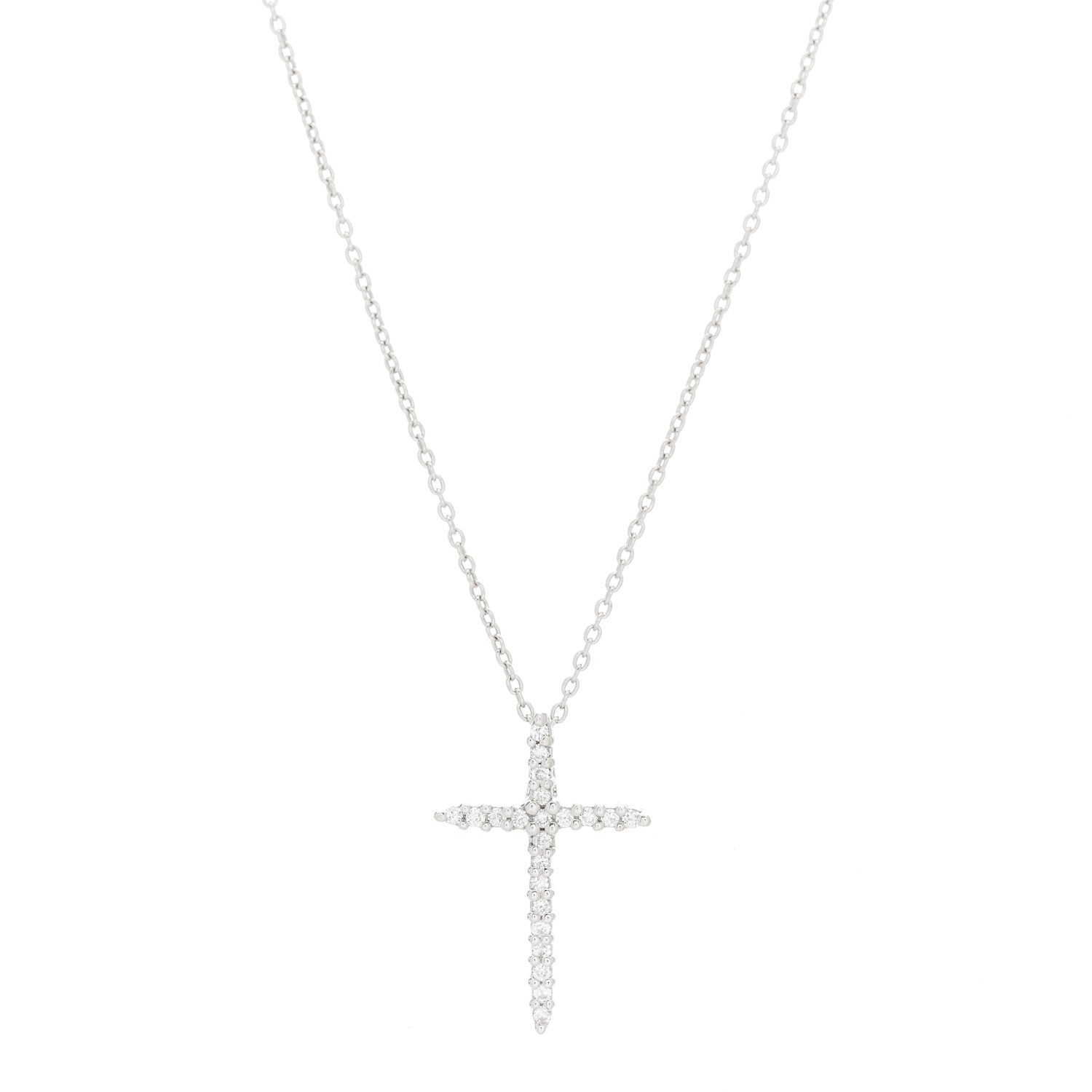 Roberto Coin 18K White Gold .10ctw Diamond Cross Pendant Necklace 1 of 6