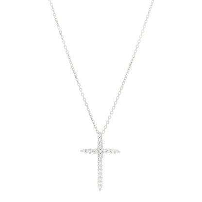 Roberto Coin 18K White Gold .10ctw Diamond Cross Pendant Necklace 1 of 6