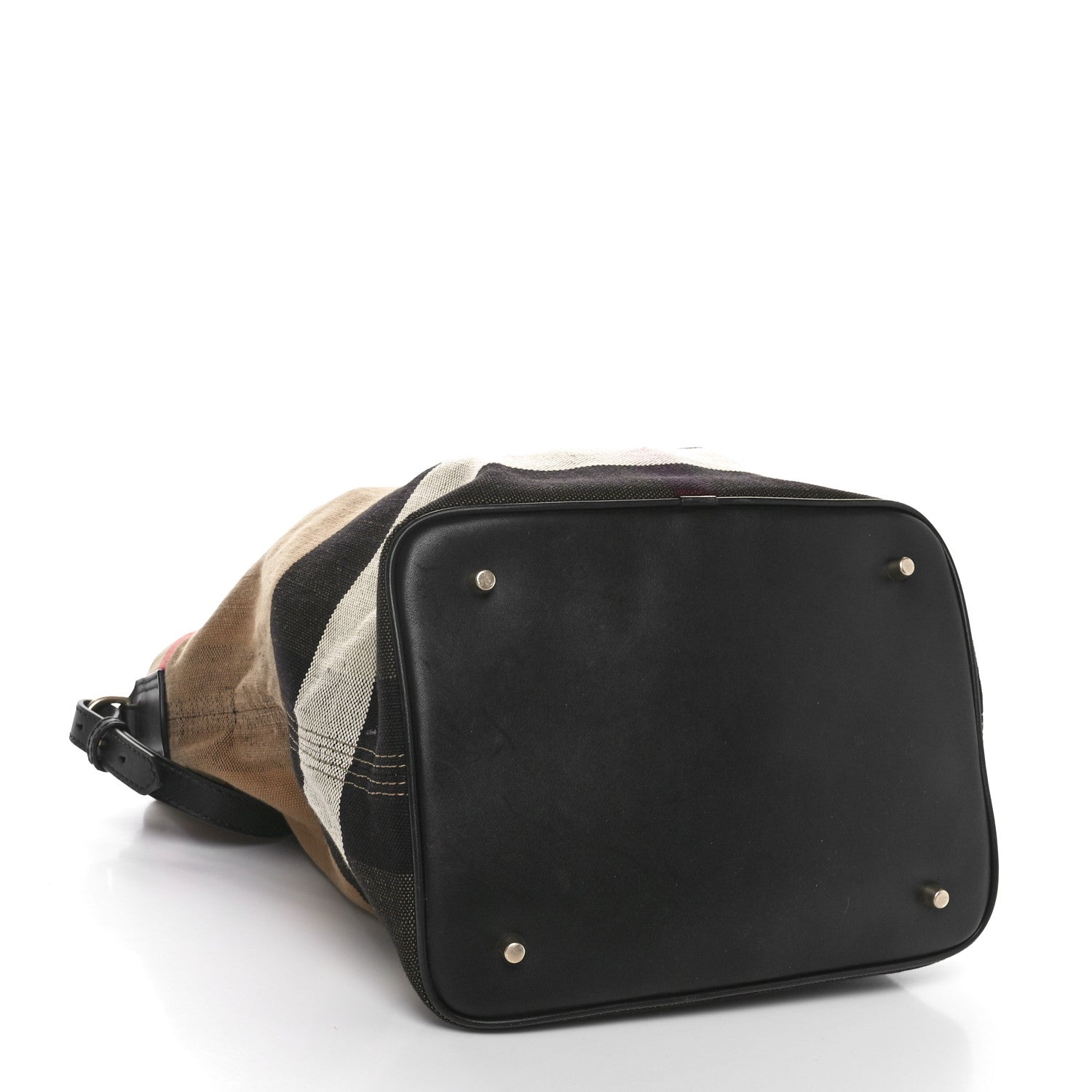 Burberry Canvas Mega Check Medium Ashby Bucket Bag Black 4 of 9