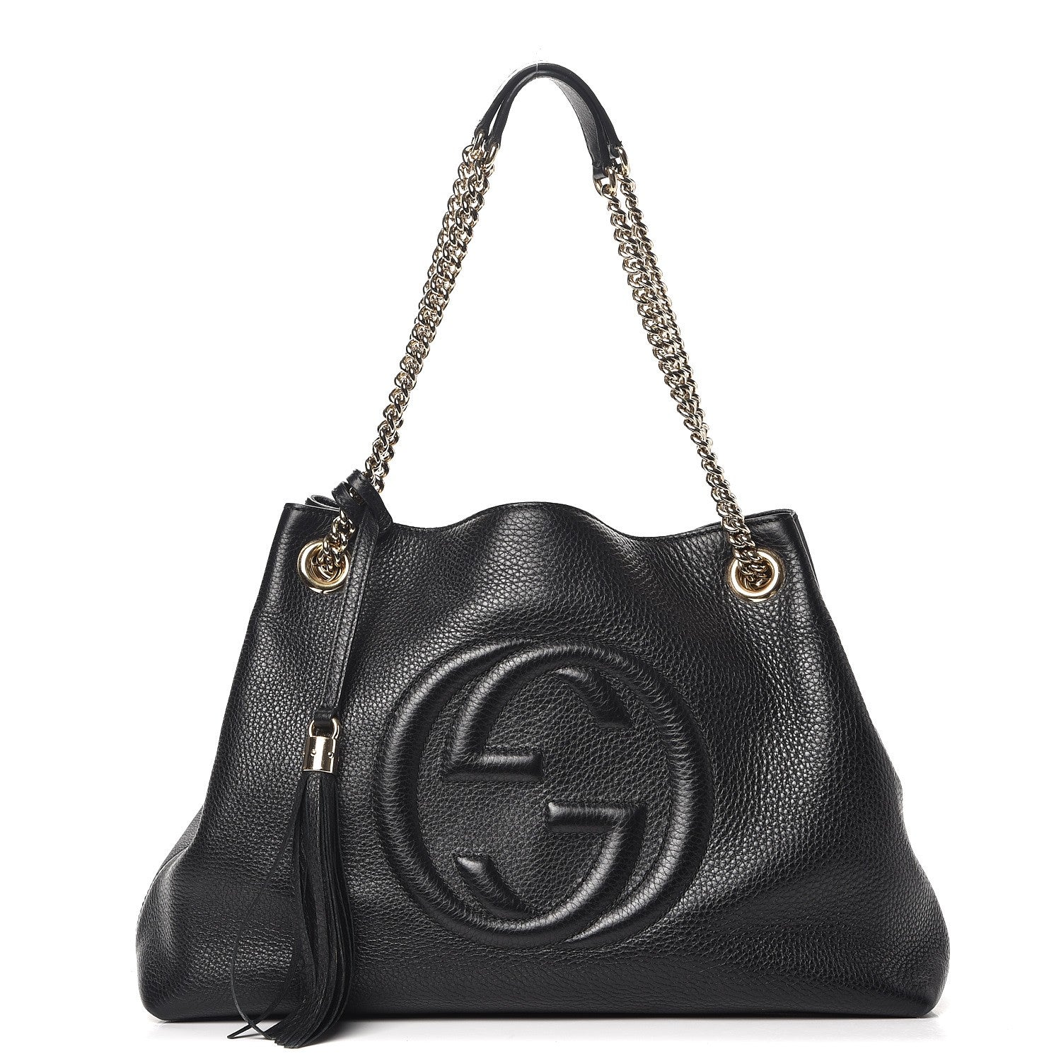Gucci Pebbled Calfskin Medium Soho Chain Shoulder Bag Black 1 of 8