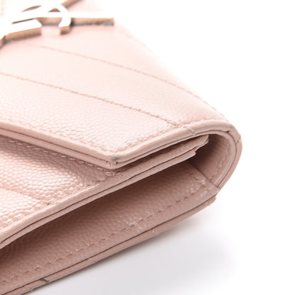 Saint Laurent Grain De Poudre Matelasse Chevron Small Monogram Envelope Wallet Pale Pink 10 of 12