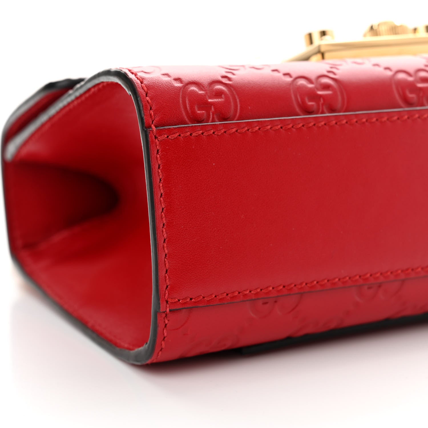 Gucci Guccissima Small Padlock Shoulder Bag Hibiscus Red 9 of 13