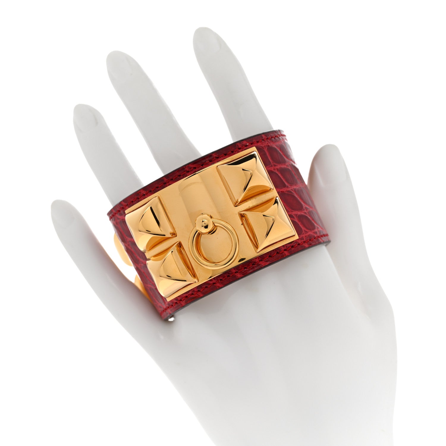 Hermes Shiny Alligator Collier De Chien CDC Bracelet Braise 2 of 7