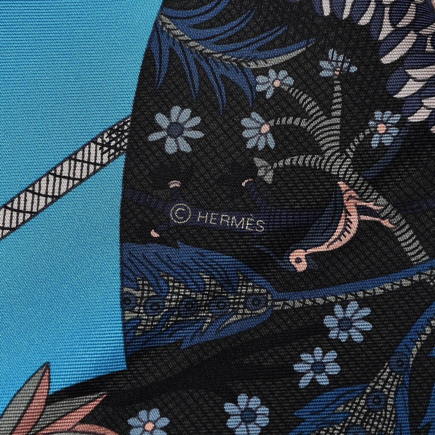 Silk Acte III Scene I La Clairiere Scarf 90 Turquoise Sepia