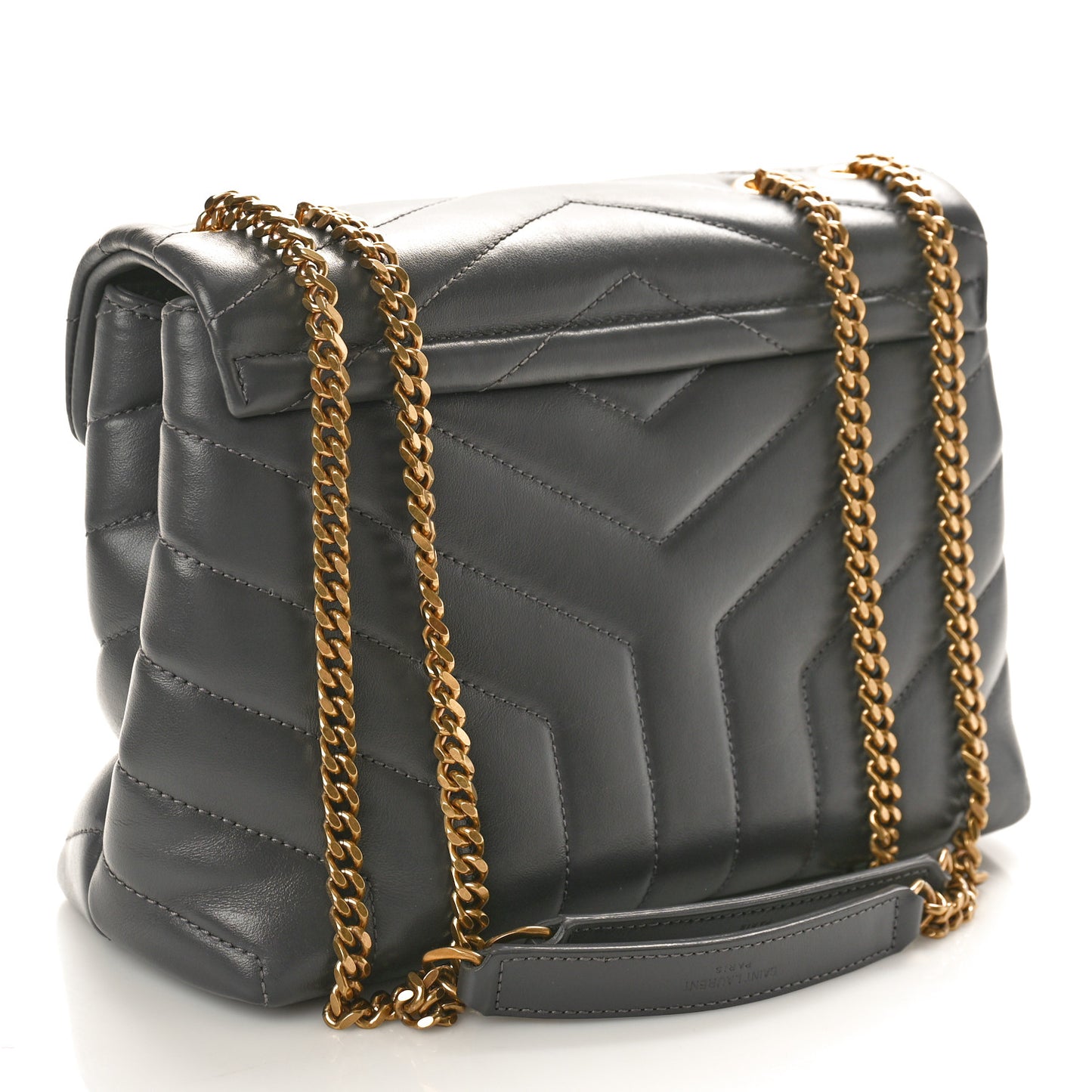 Calfskin Y Quilted Monogram Small Loulou Chain Satchel Storm