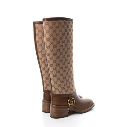 Gucci GG Monogram Calfskin Lola Tall Boots 37.5 Beige Ruggine Cuir 5 of 10