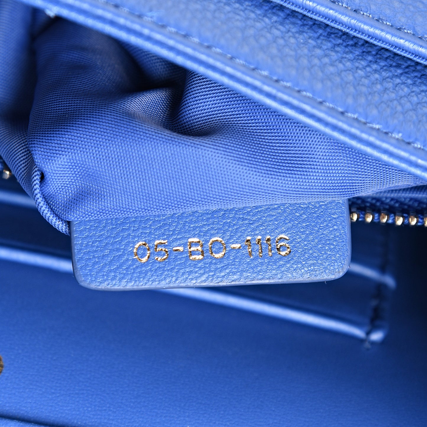 Grained Calfskin Diorama Wallet on Chain Pouch Blue